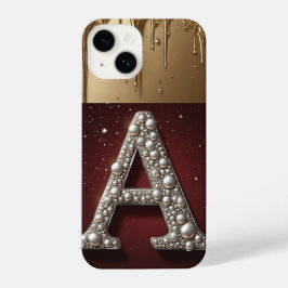 Royal Gold Letter A Monogram Druppelende Metaal iPhone 14 Hoesje