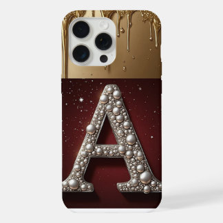 Royal Gold Letter A Monogram Druppelende Metall iPhone 15 Pro Max Case