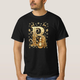 Royal Gold Letter B Luxury Snowman Black Shirt