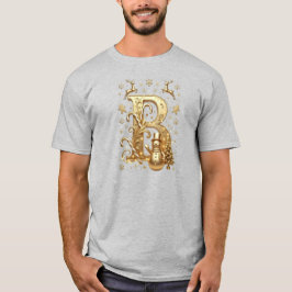 Royal Gold Letter B Luxury Snowman Grey Shirt