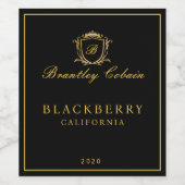 Royal Gold  Monogram Wijn Zwart Label Wijn Etiket (Enkel label)