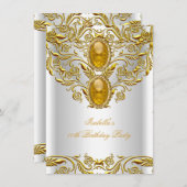 Royal Gold op White Elegant Elite Birthday Party Kaart (Voorkant / Achterkant)