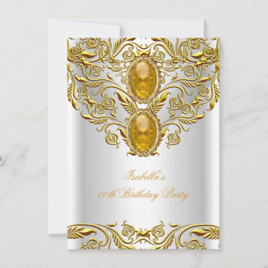Royal Gold op White Elegant Elite Birthday Party Kaart (Voorkant)