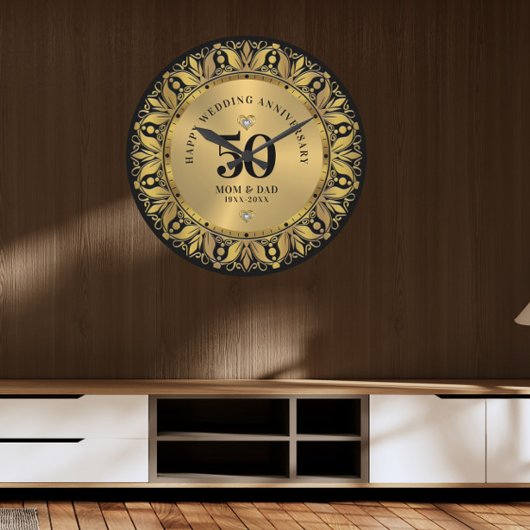 Royal Gold Ornamental Lijst Bruiloft Jubileum 2 Grote Klok