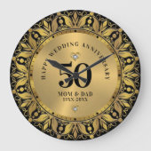 Royal Gold Ornamental Lijst Bruiloft Jubileum 2 Grote Klok (Voorkant)