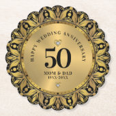 Royal Gold Ornamental Lijst Bruiloft Jubileum 2 Kartonnen Onderzetters (Voorkant)