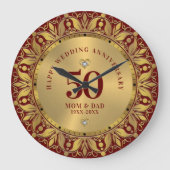 Royal Gold Ornamental Lijst Bruiloft Jubileum Grote Klok (Voorkant)