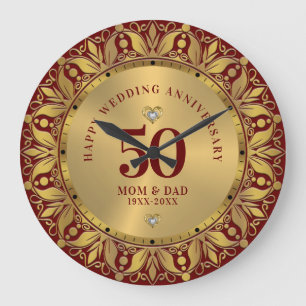 Royal Gold Ornamental Lijst Bruiloft Jubileum Grote Klok