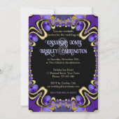 Royal Gold Paarse kant bruiloft Kaart (Achterkant)