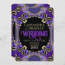 Royal Gold Paarse kant bruiloft