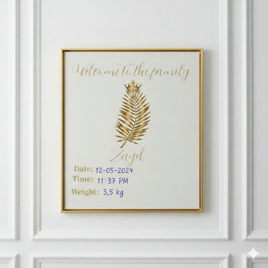 Royal Gold Palm Welcome Birth Announcement Custom  Wandkleed