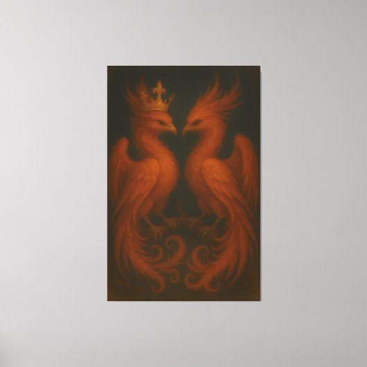 Royal Gold Phoenix Pair · Luxury Fine Art Canvas (Voorkant)