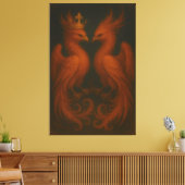 Royal Gold Phoenix Pair · Luxury Fine Art Canvas (Insitu (Woonkamer))