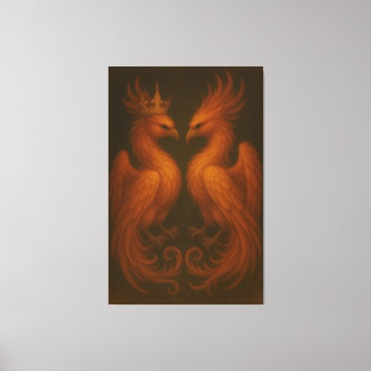 Royal Gold Phoenix Pair · Luxury Fine Art Canvas (Voorkant)