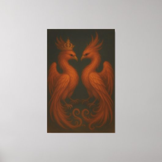Royal Gold Phoenix Pair · Luxury Fine Art Canvas (Voorkant)
