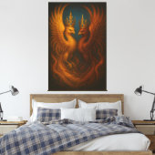 Royal Gold Phoenix Pair · Luxury Fine Art Canvas (Insitu (Slaapkamer))