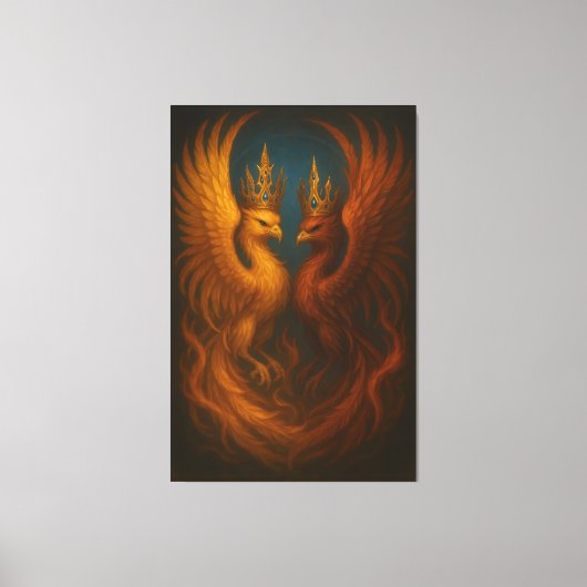 Royal Gold Phoenix Pair · Luxury Fine Art Canvas (Voorkant)