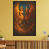 Royal Gold Phoenix Pair · Luxury Fine Art Canvas (Insitu (Woonkamer))