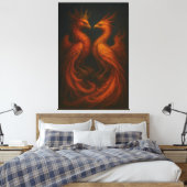 Royal Gold Phoenix Pair · Luxury Fine Art Canvas (Insitu (Slaapkamer))