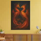 Royal Gold Phoenix Pair · Luxury Fine Art Canvas (Insitu (Woonkamer))