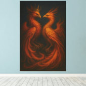 Royal Gold Phoenix Pair · Luxury Fine Art Canvas (Insitu (Houten vloer))