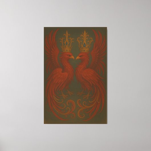 Royal Gold Phoenix Pair · Luxury Fine Art Canvas (Voorkant)
