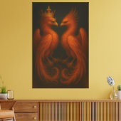 Royal Gold Phoenix Pair · Luxury Fine Art Canvas (Insitu (Woonkamer))