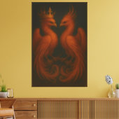 Royal Gold Phoenix Pair · Luxury Fine Art Canvas (Insitu (Woonkamer))