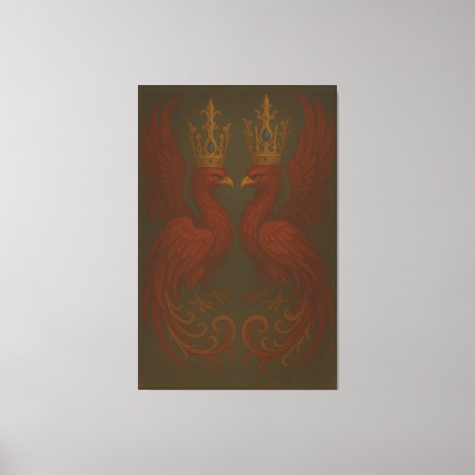 Royal Gold Phoenix Pair · Luxury Fine Art Canvas Afdruk (Voorkant)