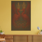 Royal Gold Phoenix Pair · Luxury Fine Art Canvas Afdruk (Insitu (Woonkamer))