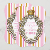 Royal Gold & Pink Crown verjaardagsuitnodiging Kaart (Voorkant / Achterkant)