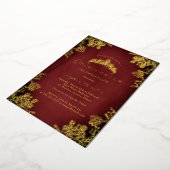 Royal Gold Red  Floral Quinceanera Folie Uitnodiging (Gedraaid)