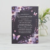 Royal Gold Tiara Lila licht Paarse Quinceanera Kaart (Staand voorkant)