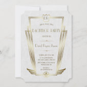 Royal Gold White Art Deco Monogram Bachelor Party Kaart (Voorkant)