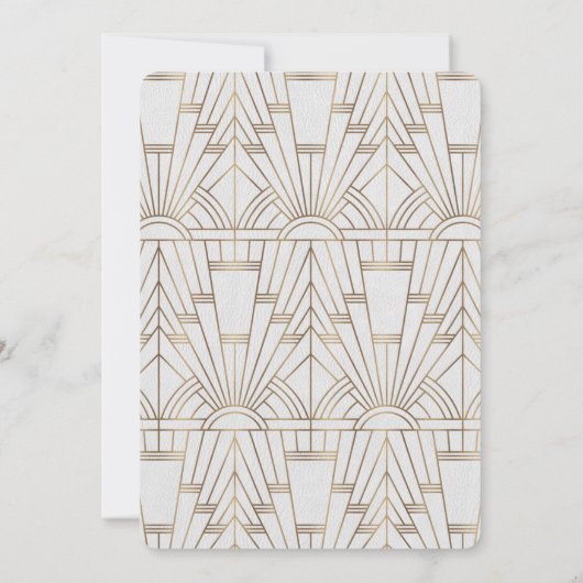 Royal Gold White Great Gatsby Wedding 1920 Kaart (Achterkant)