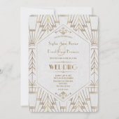 Royal Gold White Great Gatsby Wedding 1920 Kaart (Voorkant)
