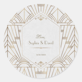 Royal Gold White Great Gatsby Wedding 1920 Ronde Sticker