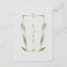 Royal Gold Witte Art Deco Monogram Huwelijk RSVP