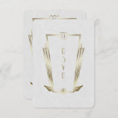Royal Gold Witte Art Deco Monogram Huwelijk RSVP (Voorkant / Achterkant)