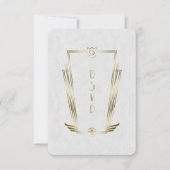 Royal Gold Witte Art Deco Monogram Huwelijk RSVP (Voorkant)