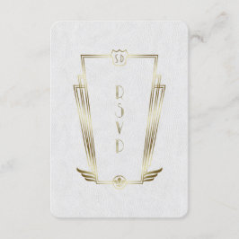 Royal Gold Witte Art Deco Monogram Huwelijk RSVP Kaartje