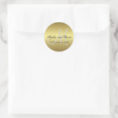 Royal Gold Zwarte Huwelijksfavor Sticker Monogram (Tas)