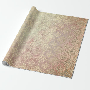 Royal Golden Copper Roos Metallic Damask Princess Cadeaupapier