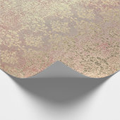 Royal Golden Copper Roos Metallic Damask Princess Cadeaupapier (Hoek)