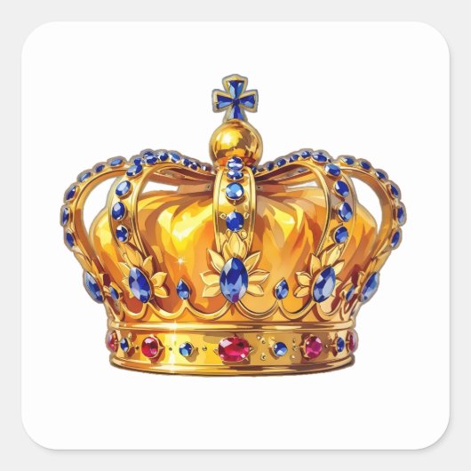 Royal golden crown vierkante sticker (Voorkant)
