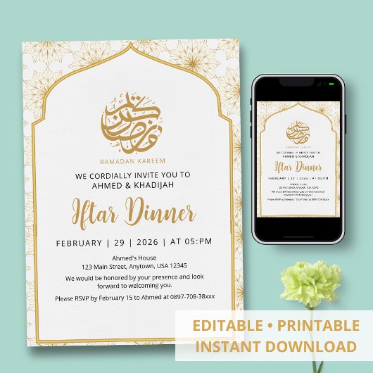 Royal Golden Mandala Pattern Ramadan Iftar Kaart