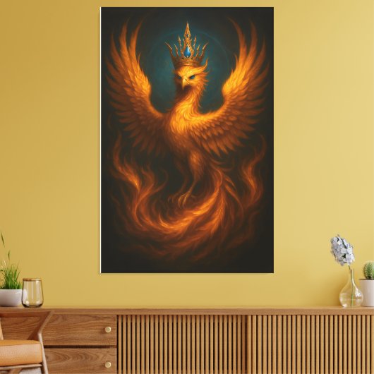 Royal Golden Phoenix · Luxury Fine Art Canvas Prin (Insitu (Woonkamer))