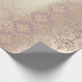 Royal Golden Pink Rose Metallic Floral Princess Cadeaupapier (Hoek)