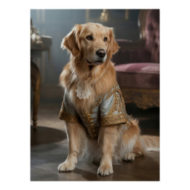 Royal Golden Retriever | Aristocratic Dog Portrait Perfect Poster
