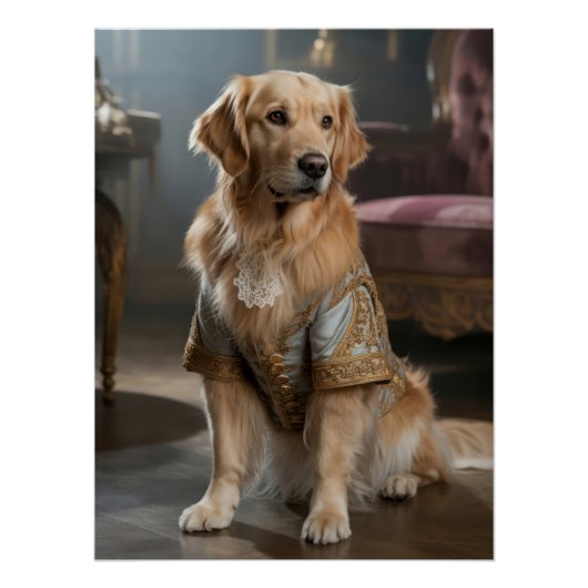 Royal Golden Retriever | Aristocratic Dog Portrait Perfect Poster (Voorkant)